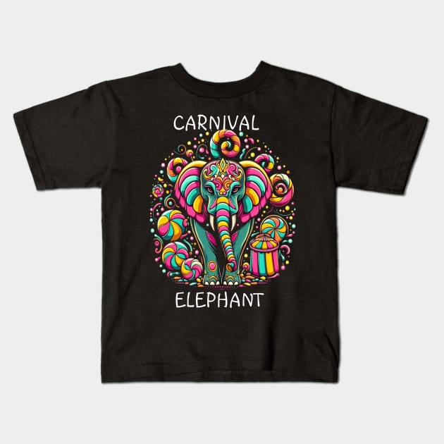 Majestic Elephant With Vibrant Facial Designs Kids T-Shirt by coollooks